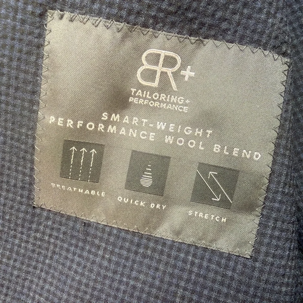 Banana Republic 38R Blazer Blue Check Wool Blend CR+ Performance‎